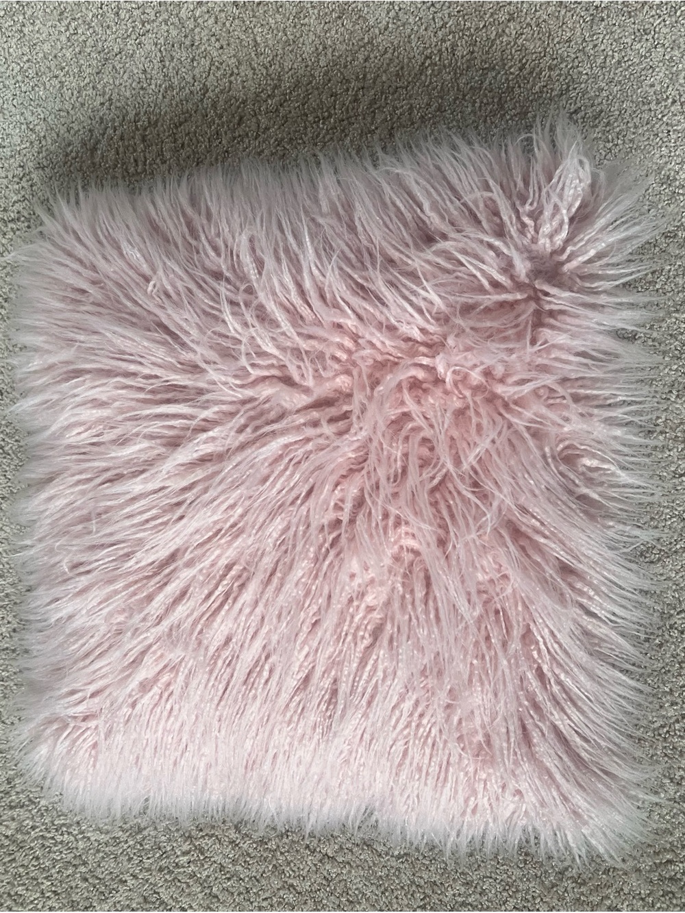 Blush Pink Faux Fur Throw Pillow